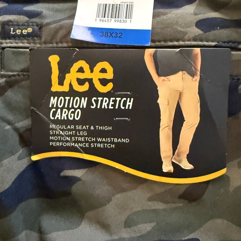 NEW Lee Motion Stretch Cargo Pants Mens 38x32 Green Frontier Camo Straight Leg - Picture 6 of 11